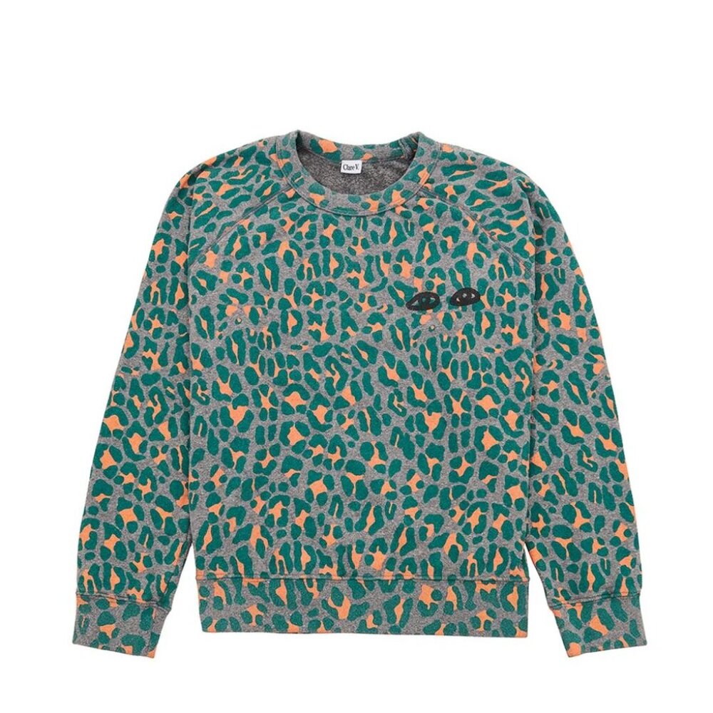 Clare V Neon Jaguar Leopard Sweatshirt
